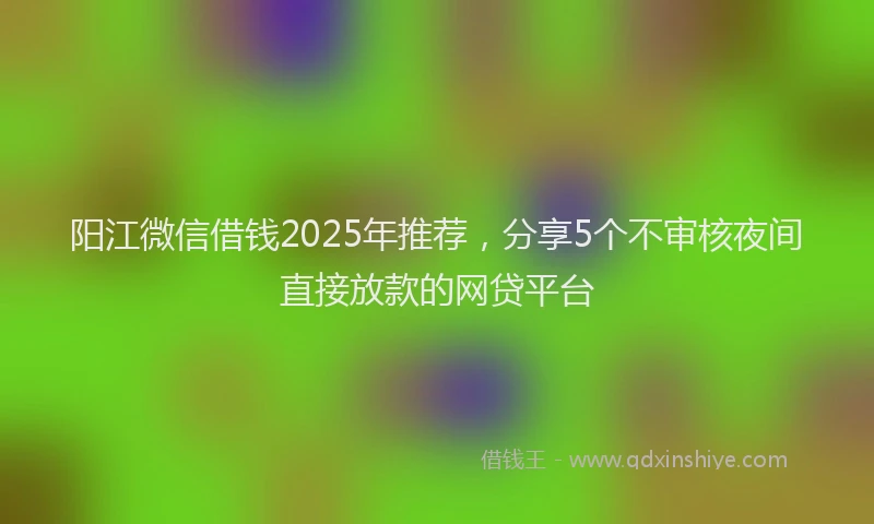 阳江微信借钱2025年推荐，分享5个不审核夜间直接放款的网贷平台