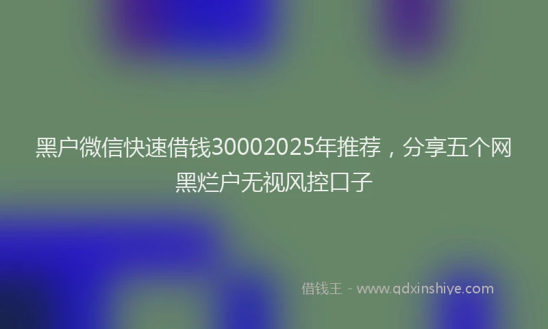 黑户微信快速借钱30002025年推荐，分享五个网黑烂户无视风控口子