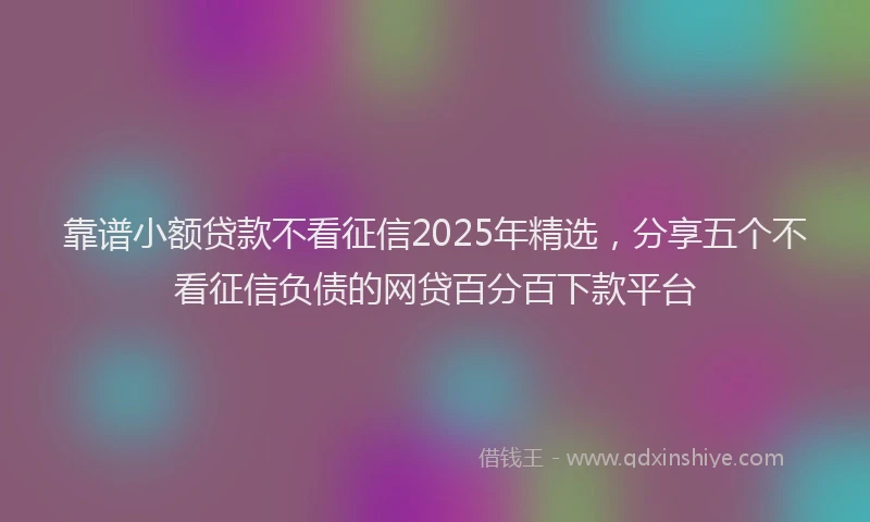 靠谱小额贷款不看征信2025年精选，分享五个不看征信负债的网贷百分百下款平台