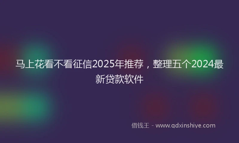 马上花看不看征信2025年推荐，整理五个2024最新贷款软件