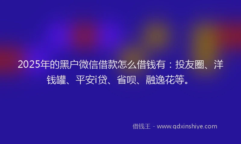 2025年的黑户微信借款怎么借钱有：投友圈、洋钱罐、平安i贷、省呗、融逸花等。