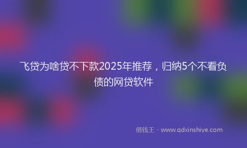 飞贷为啥贷不下款2025年推荐，归纳5个不看负债的网贷软件
