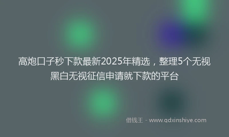高炮口子秒下款最新2025年精选，整理5个无视黑白无视征信申请就下款的平台