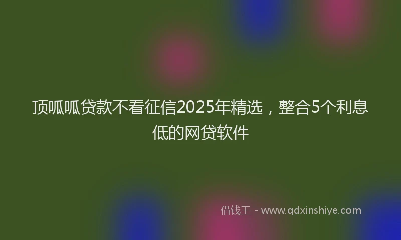 顶呱呱贷款不看征信2025年精选，整合5个利息低的网贷软件