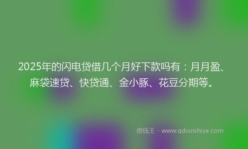 2025年的闪电贷借几个月好下款吗有：月月盈、麻袋速贷、快贷通、金小豚、花豆分期等。