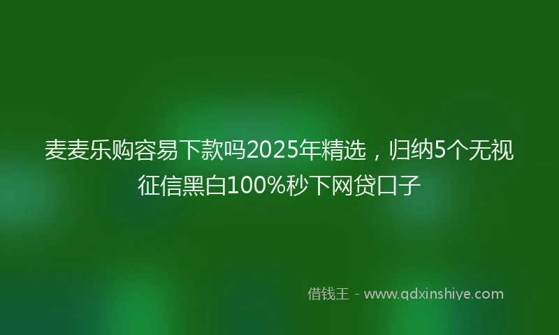 麦麦乐购容易下款吗2025年精选，归纳5个无视征信黑白100%秒下网贷口子