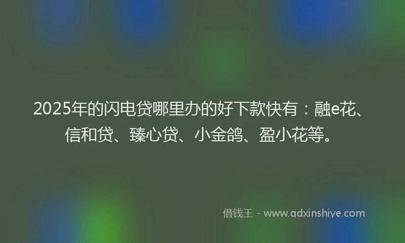 2025年的闪电贷哪里办的好下款快有：融e花、信和贷、臻心贷、小金鸽、盈小花等。