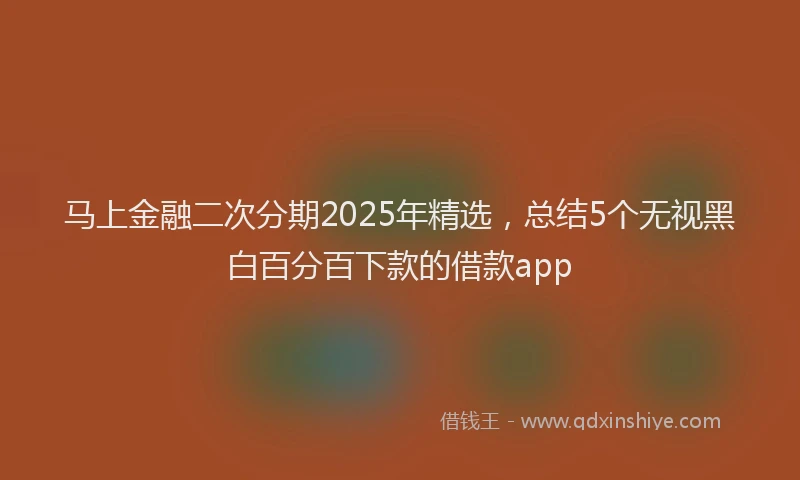马上金融二次分期2025年精选，总结5个无视黑白百分百下款的借款app