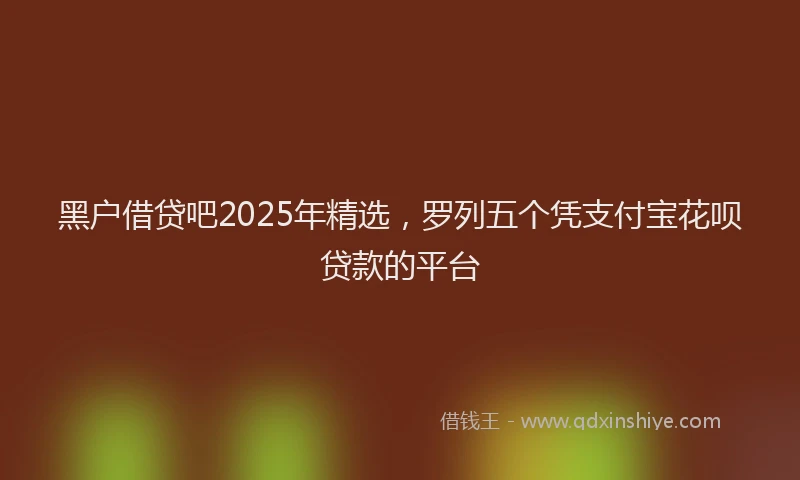 黑户借贷吧2025年精选，罗列五个凭支付宝花呗贷款的平台