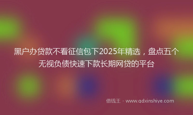 黑户办贷款不看征信包下2025年精选，盘点五个无视负债快速下款长期网贷的平台
