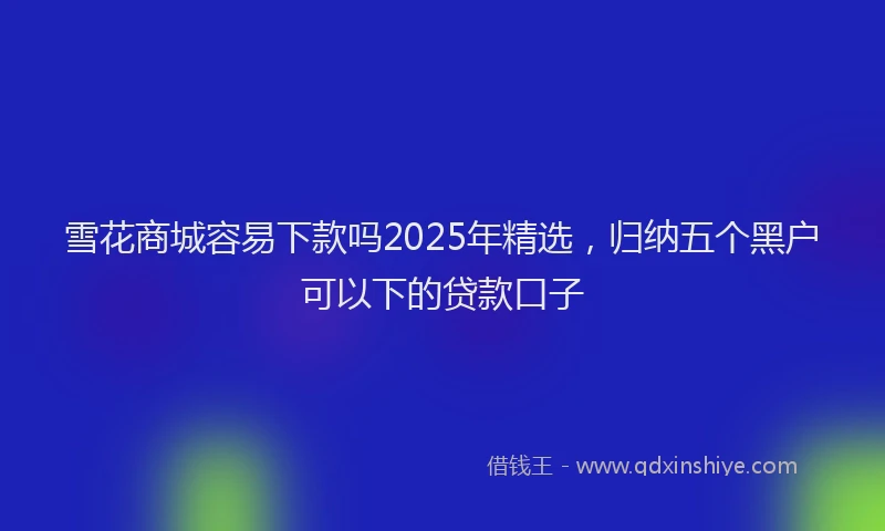 雪花商城容易下款吗2025年精选，归纳五个黑户可以下的贷款口子