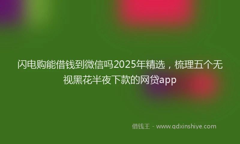 闪电购能借钱到微信吗2025年精选，梳理五个无视黑花半夜下款的网贷app