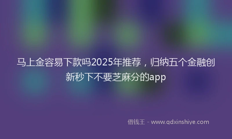 马上金容易下款吗2025年推荐，归纳五个金融创新秒下不要芝麻分的app