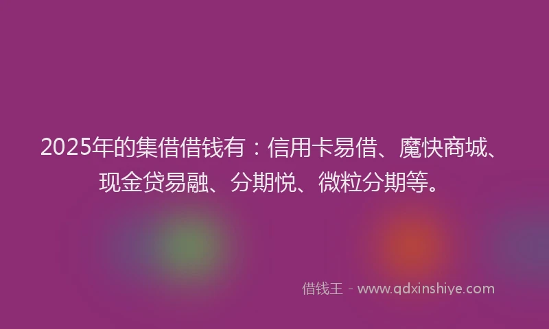 2025年的集借借钱有：信用卡易借、魔快商城、现金贷易融、分期悦、微粒分期等。
