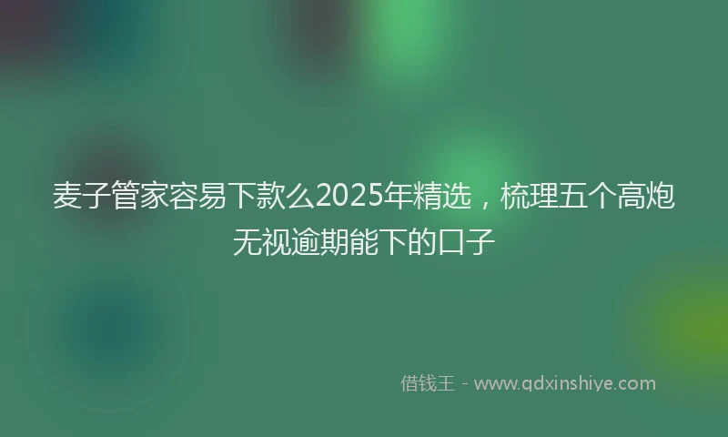 麦子管家容易下款么2025年精选，梳理五个高炮无视逾期能下的口子