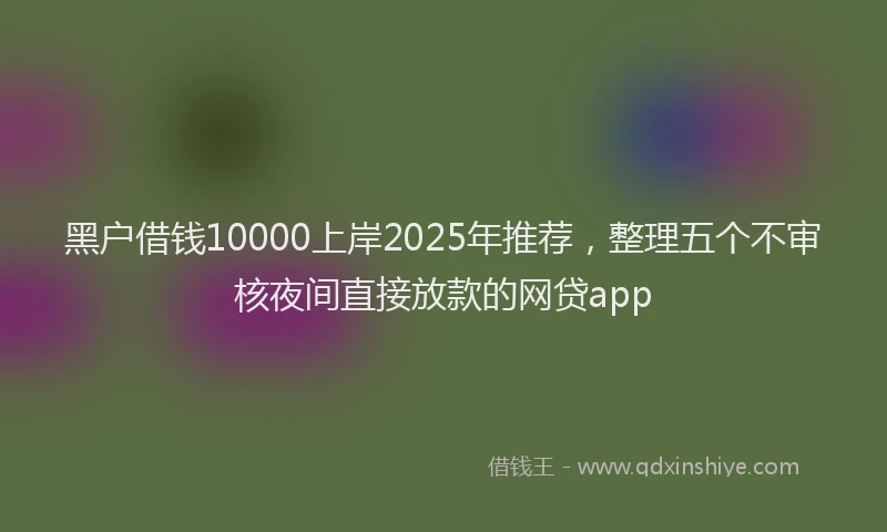 黑户借钱10000上岸2025年推荐，整理五个不审核夜间直接放款的网贷app
