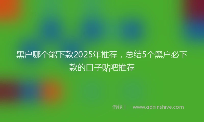 黑户哪个能下款2025年推荐，总结5个黑户必下款的口子贴吧推荐