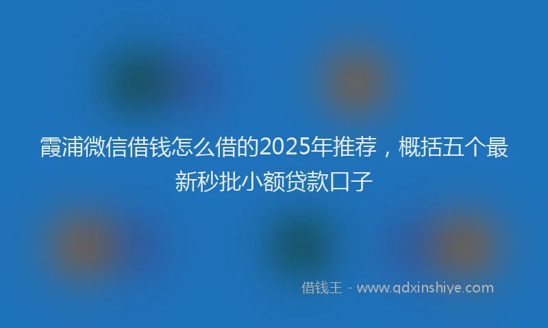 霞浦微信借钱怎么借的2025年推荐，概括五个最新秒批小额贷款口子