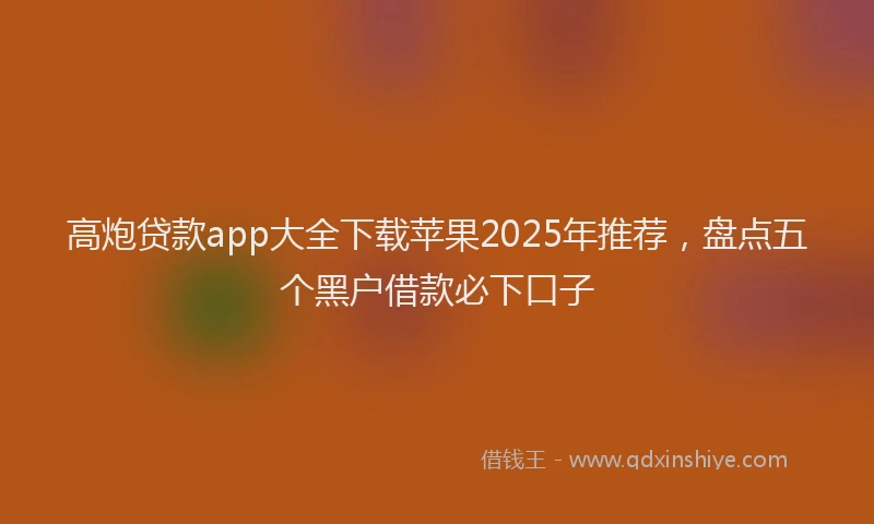 高炮贷款app大全下载苹果2025年推荐，盘点五个黑户借款必下口子