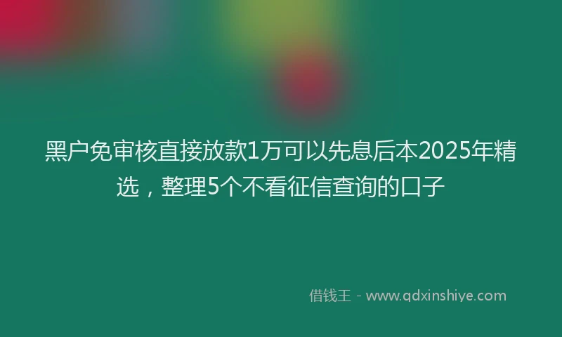 黑户免审核直接放款1万可以先息后本2025年精选，整理5个不看征信查询的口子