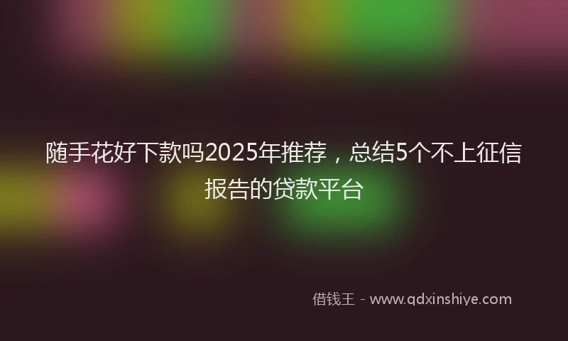 随手花好下款吗2025年推荐，总结5个不上征信报告的贷款平台