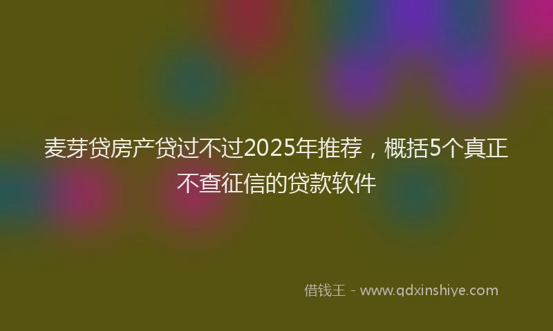 麦芽贷房产贷过不过2025年推荐，概括5个真正不查征信的贷款软件