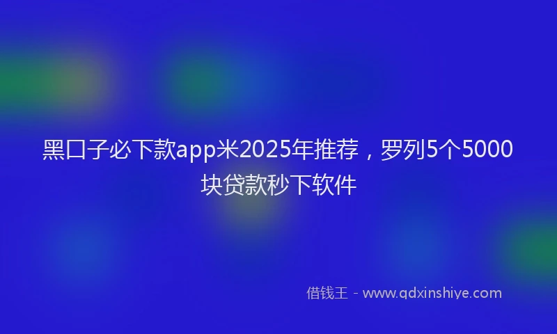 黑口子必下款app米2025年推荐，罗列5个5000块贷款秒下软件