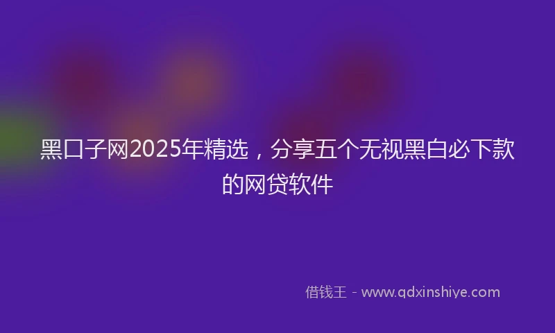 黑口子网2025年精选，分享五个无视黑白必下款的网贷软件