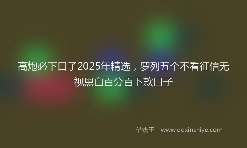 高炮必下口子2025年精选，罗列五个不看征信无视黑白百分百下款口子