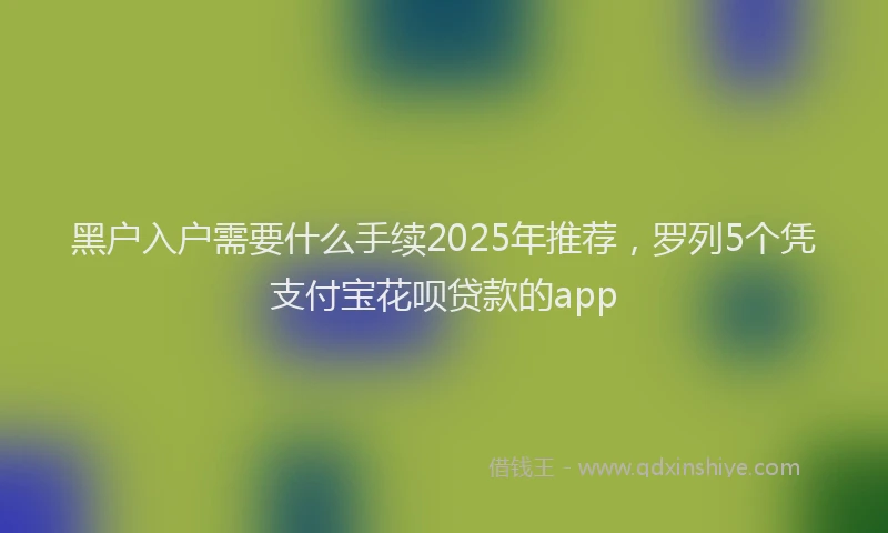 黑户入户需要什么手续2025年推荐，罗列5个凭支付宝花呗贷款的app