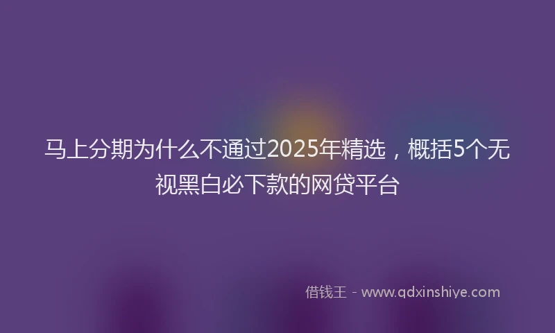 马上分期为什么不通过2025年精选，概括5个无视黑白必下款的网贷平台