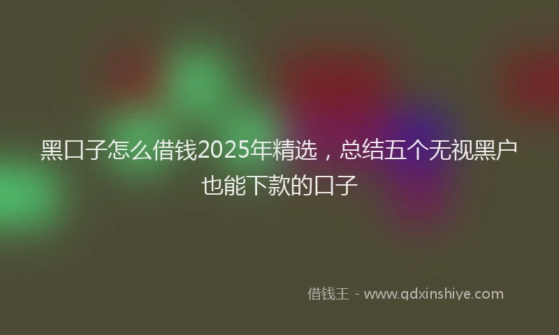 黑口子怎么借钱2025年精选，总结五个无视黑户也能下款的口子