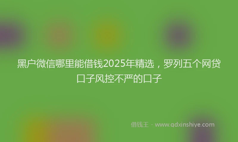 黑户微信哪里能借钱2025年精选，罗列五个网贷口子风控不严的口子