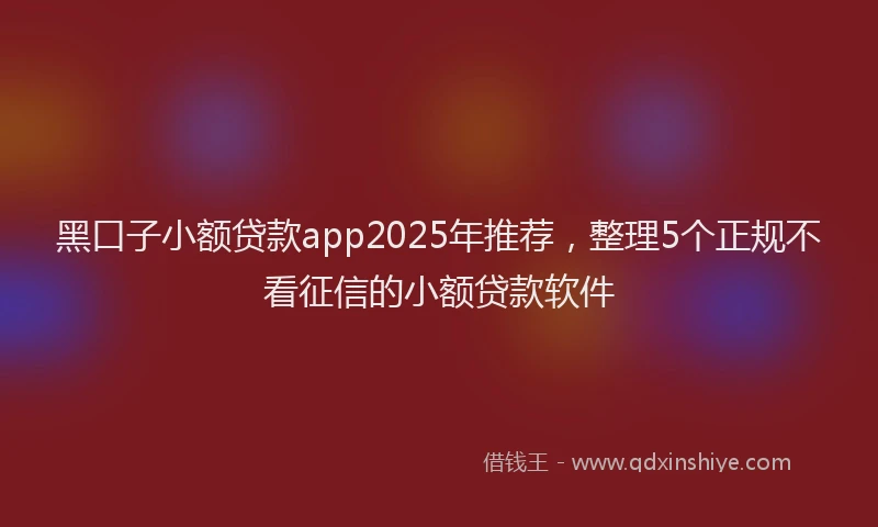 黑口子小额贷款app2025年推荐，整理5个正规不看征信的小额贷款软件