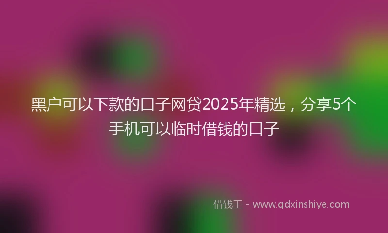 黑户可以下款的口子网贷2025年精选，分享5个手机可以临时借钱的口子