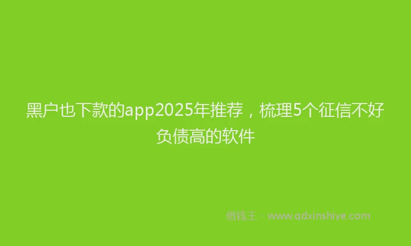 黑户也下款的app2025年推荐，梳理5个征信不好负债高的软件