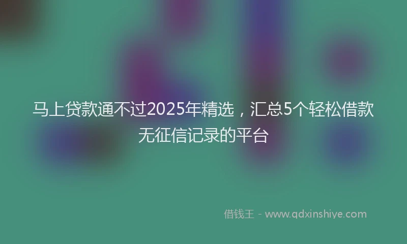 马上贷款通不过2025年精选，汇总5个轻松借款无征信记录的平台