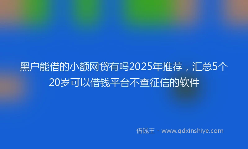 黑户能借的小额网贷有吗2025年推荐，汇总5个20岁可以借钱平台不查征信的软件