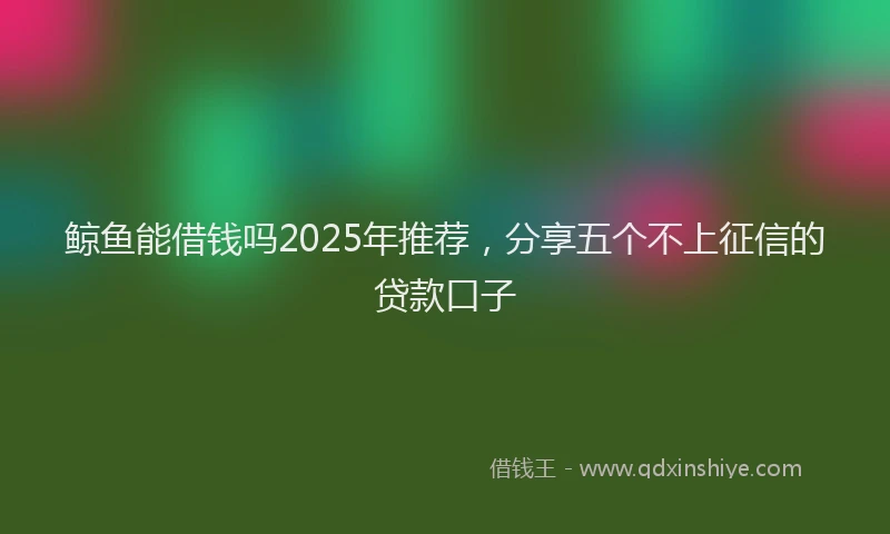 鲸鱼能借钱吗2025年推荐，分享五个不上征信的贷款口子