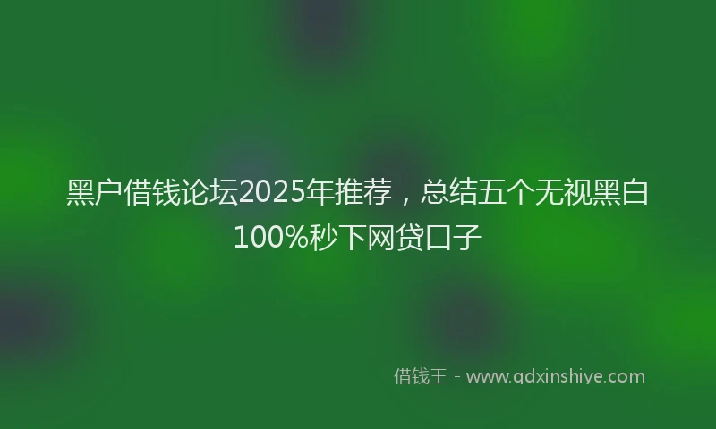 黑户借钱论坛2025年推荐，总结五个无视黑白100%秒下网贷口子