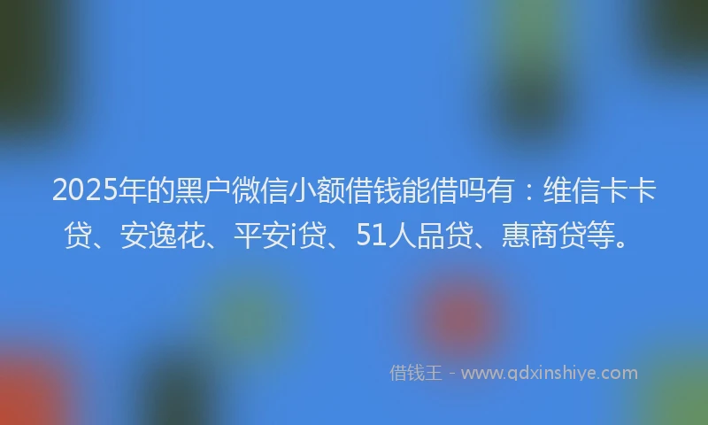 2025年的黑户微信小额借钱能借吗有：维信卡卡贷、安逸花、平安i贷、51人品贷、惠商贷等。