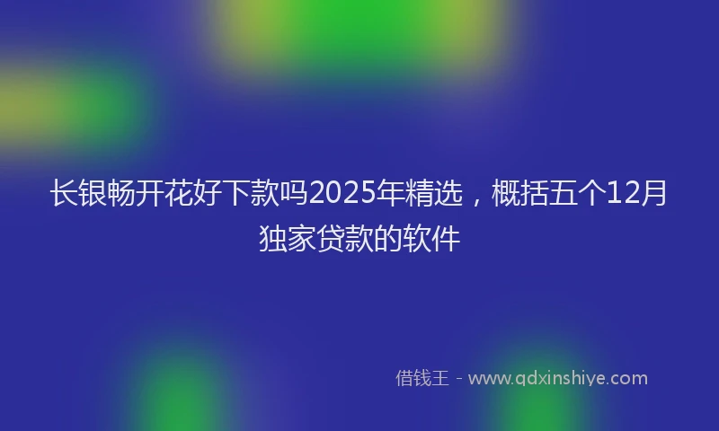 长银畅开花好下款吗2025年精选，概括五个12月独家贷款的软件