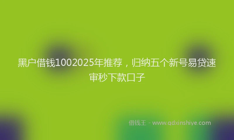 黑户借钱1002025年推荐，归纳五个新号易贷速审秒下款口子