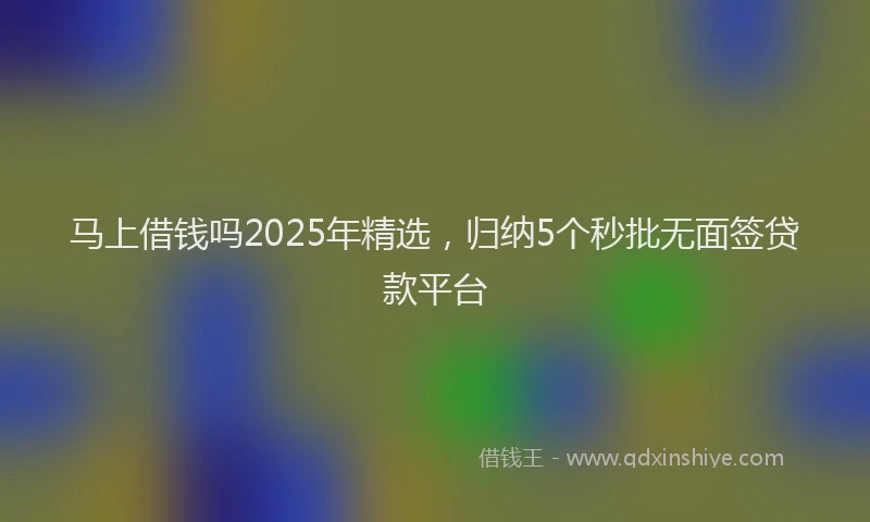 马上借钱吗2025年精选，归纳5个秒批无面签贷款平台