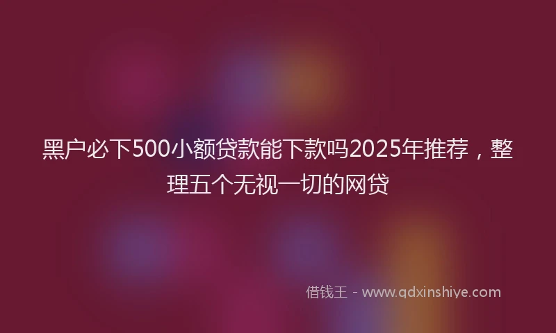 黑户必下500小额贷款能下款吗2025年推荐，整理五个无视一切的网贷