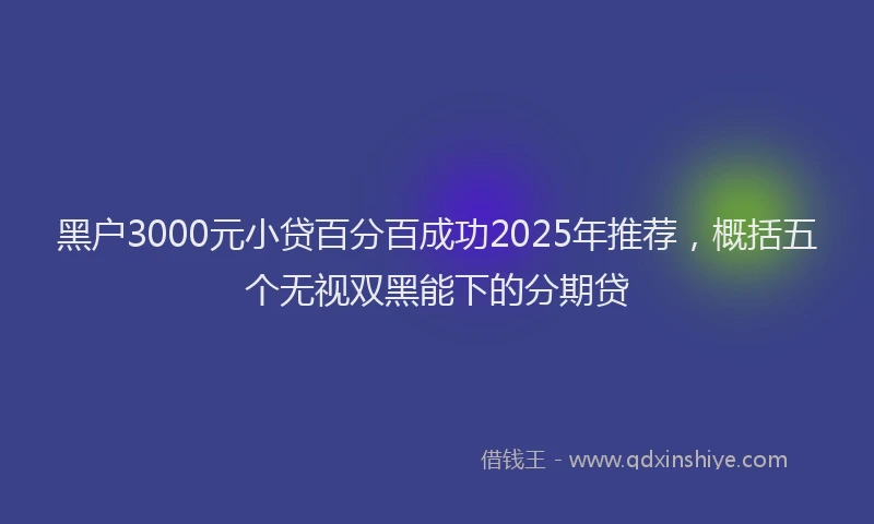 黑户3000元小贷百分百成功2025年推荐，概括五个无视双黑能下的分期贷