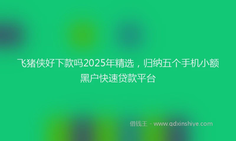 飞猪侠好下款吗2025年精选，归纳五个手机小额黑户快速贷款平台