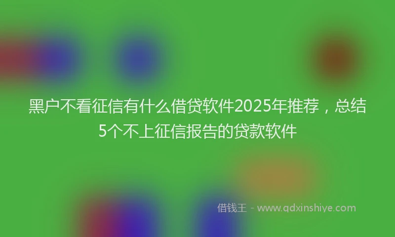 黑户不看征信有什么借贷软件2025年推荐，总结5个不上征信报告的贷款软件