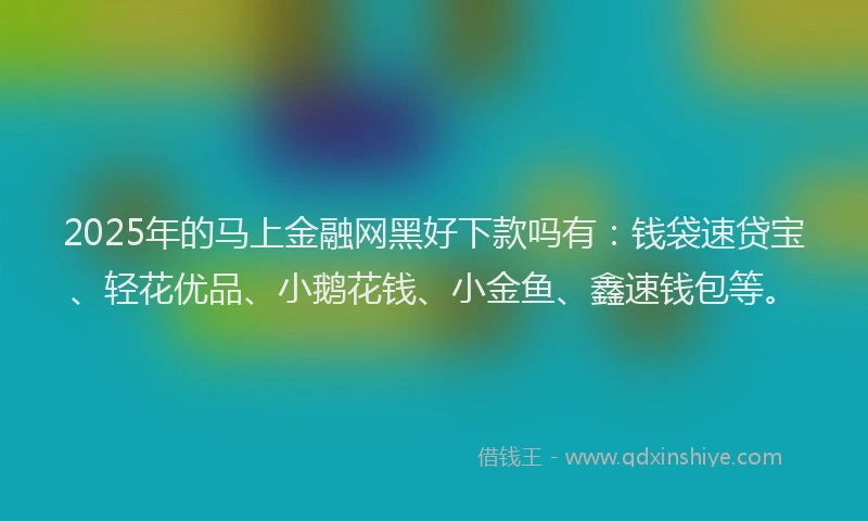 2025年的马上金融网黑好下款吗有:钱袋速贷宝、轻花优品、小鹅花钱、小金鱼、鑫速钱包等。