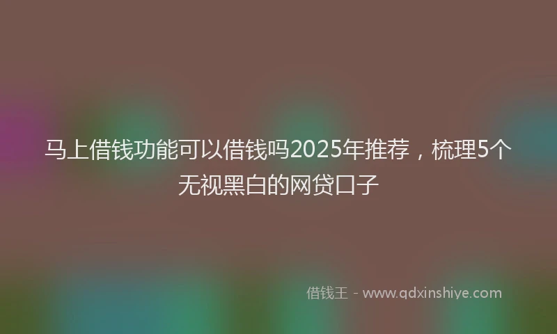 马上借钱功能可以借钱吗2025年推荐，梳理5个无视黑白的网贷口子